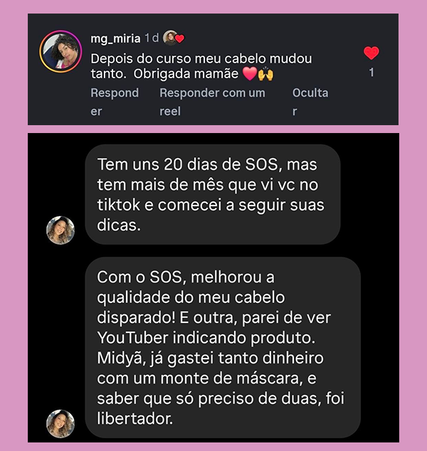 Depoimento real de aluna 2 — SOS Cachos